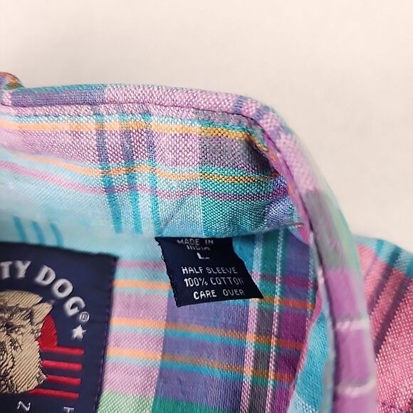VTG Gant Salty Dog Plaid Half Sleeve Button Down Shirt Mens Large Spring Preppy - Picture 3 of 12